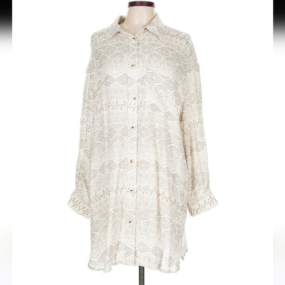 Vici Dolls Train Of Thought Dress In Taupe And Cream Size Large Boho Chic - Picture 3 of 9